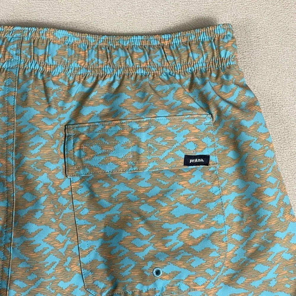 Prana Mens L Swim Trunks‎ Elastic Waist w Drawstring Pockets Lined Multicolor